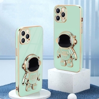 Husa de Protectie TPU 2in1, Flippy, pentru Apple iPhone 15 Pro Max, Astronaut cu Suport, Antisoc, Rezistenta la Impact, Protectie Camera, Verde