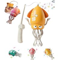 Caracatita Dansatoare, Flippy, +3 Ani, 3 Moduri, din ABS, Incarcare USB, cu Undita Inclusa, 12.6 x 7.6 x 20.7 cm, Galben