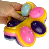 Jucarie Antistres Squishy, Flippy, Revenire Lenta, Model Labuta de Pisica, Squishy, BIG 12.5 x 10.5 cm, 220 g, Model 18, Roz Galben Mov