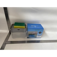 Dozator Flippy, Dispenser 2 in 1 pentru Detergent Lichid de Vase sau pentru Obiecte Sanitare cu Suport pentru Burete de Bucatarie ,14 x 10.5 x 10 cm, capacitate 380 ml, gri