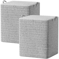 Cutie de Depozitare cu Fermoar, Flippy, Pliabila, Maner Ranforsat, Fermoar Rezistent, pentru Haine, Paturi, Plapumi, Perne, Lenjerii de Pat, Jucarii, 61x50x71 cm, 210 Litri, Gri