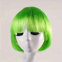 Peruca Cosplay, Flippy, Tunsoare Bob cu Breton, pentru Carnaval, Halloween, Petreceri Tematice, din PET, Marime Universala, Verde
