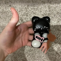 Jucarie Antistres Squishy, Flippy, cu Revenire Lenta, Squeeze Pinch Family, Model Pisicuta, 10cm x6cm Ambalaj Transparent, 70 gr, Negru
