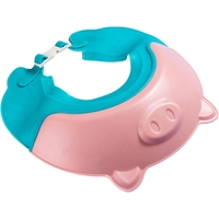 Viziera de Protectie Baie Pentru Copii, Fippy, Model Purcelus, Dimensiune ajustabila, Durabil, Usor de curatat, Impotriva Samponului, pentru Ochi si Urechi, TPE+PP, 23x23 cm, Roz