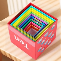 Jucarie de Construit, Flippy, Blocuri Stivuibile, +3 Ani, 10 Cutii, Invatare numere 1-10, 13.4 x 13.4 x 13.4 cm, Multicolor