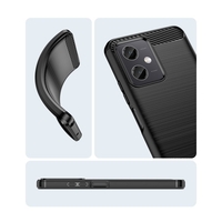 Husa Protectie pentru Xiaomi Redmi Note 12 5G, Flippy, din Silicon TPU Moale, Textura Periat, Anti Cadere, cu Element Carbon, Negru