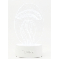 Lampa LED decorativa, Flippy, 3D, Meduza, din material acril si lumina multicolora, alb
