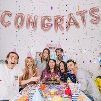 Set 8 Baloane din Folie Metalizata, Flippy, Model Scris Congrats, Litere de 40 cm, Tema Absolvire, Baloane Party, Ambalaj Individual, Pai Inclus, Umflare cu Aer sau Heliu, Roz