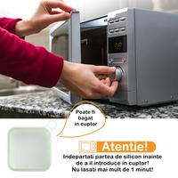 Caserola pentru sandwich Flippy, din silicon si polipropilena, portabil, usor de curatat, capac anti-scurgere, reutilizabil, 15.5 x 15.5 x 2.5 cm, verde