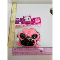 Jucarie Antistres Squishy, Flippy, cu Revenire Lenta, Model Labuta de Pisica, cu Stelute, 12 cm, 220g, Pinch Family, Ambalaj Transparent, Roz Negru
