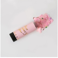 Tun de Confetti, Flippy, Best Wishes 11 x 4 cm, Model Buline din Hartie si Folie, Roz