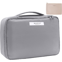 Geanta de Calatorie, Flippy, pentru Cosmetice si Articole de Toaleta, Material Impermeabil, 2 in 1, Portfard Interior Detasabil, 23 x 16 x 8 cm, Gri