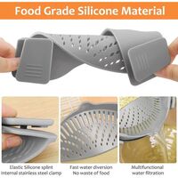 Strecurator Filtru pentru Vase, Flippy, din Silicon Rezistent la Temperaturi Inalte, Universal, Paste, Legume, Fructe, 23x12.5x6.7 cm, Gri