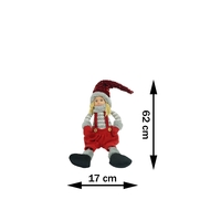 Ornament de Craciun papusa, Flippy, rosu/gri, textil, 62 cm