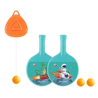 Set 2 Palete de Tenis de Masa, Flippy, pentru Copii, Design Animat, Tematica Astronauti, Accesoriu de Agatat Inclus si 2 Mingi, Albastru
