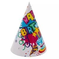 Set 6 Coifuri, Flippy, Petrecere Copii, din Carton, 20 x 13.5 cm, Model 5 Happy Birthday, Multicolor