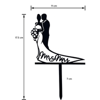 Topper Tort, Flippy, Model 1 Mr&Mrs,  17.5 x 11 cm, Negru