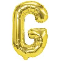 Balon Folie Metalizata Litera G, Flippy, 40 cm, Umflati cu Heliu sau Aer, Ambalaj Individual, Pai inclus, Auriu