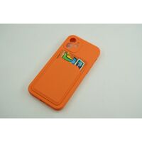 Husa protectie cu suport card compatibila cu Samsung A12 Portocaliu