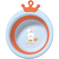 Cada Pliabila pentru Baie pentru Copii, Flippy, Cadita pentru Bebelusi, Model Rotund cu Iepuras, Blue, 30x31x3.5 cm, 3.3 L