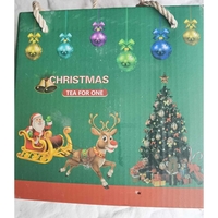 Set de Ceai, Flippy, Tema Craciun, Ceainic 420 ml, Cana 310 ml, din Portelan, Model Happy Christmas, Rosu, Resigilat