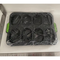 Forme de Silicon pentru Copt, Flippy, 8 Forme Ovale, pentru Paine si Prajituri, 34.5 x 23.8 x 2.5 cm, Negru/Verde
