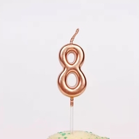 Lumanare de Tort, Flippy, Model Cifra 8, Party, 4.5 x 2.5 cm, din Parafina, Rose Gold