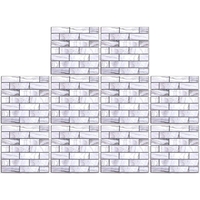 10 x Placi Tapet Autocolant 3D cu Imitatie de Marmura Dreptunghiulara, pentru Perete Bucatarie Sufragerie, Usor de Curatat, Rezistent la Apa, Autoadeziv, 30x30 cm, Gri