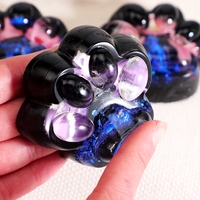 Jucarie Antistres Squishy, Flippy, cu Revenire Lenta, Squeeze Pinch Family, Model Cat Paw, 6.5 x 6 cm, din Tpr, 4-6 Ani, Model 5 Meduze, Negru cu Insertii