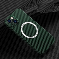 Husa de protectie pentru iPhone 14 Plus, Flippy, Magnetica, MagSafe, Carbon Fiber Protectie Antisoc, Verde