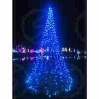 Instalatie Craciun, 10 m, 100 Led-uri ,Liniara, Albastru, 8 jocuri de lumini, Transformator cu telecomanda, Interconectabila, Prelungitor 5 m inclus, Fir Transparent, Flippy