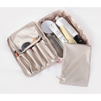 Geanta de Calatorie, Flippy, pentru Cosmetice si Articole de Toaleta, Material Impermeabil, 2 in 1, Portfard Interior Detasabil, 23 x 16 x 8 cm, Roz