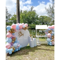 Baloane decorative pentru BABY SHOWER, Flippy, Arcada Set 106 baloane din latex, Model Petrecere, Baloane Party, 12 cm, 30 cm, 45 cm, Roz, Albastru, Gold