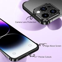 Husa Metalica Edgeless Compatibila cu iPhone 16, Flippy, Protectie pentru Colturi si Camera, Aliaj Aluminiu, Antisoc, Antizgariere, Negru