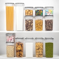 Cutii de depozitare alimente, Flippy, Set din 14 Cutii pentru Condimente, Cereale, Cutii pentru Bucatarie, din Plastic PP, Cutii Alimentare, Diferite Dimensiuni, Transparente