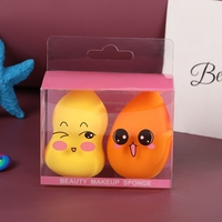 Set 2 Buretei de Machiaj, Flippy, Puternic Absorbant, Utilizare Umeda si Uscata, din Poliuretan, 4 x 6 cm, Multicolor