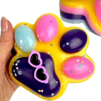 Jucarie Antistres Squishy, Flippy, Revenire Lenta, Model Labuta de Pisica, Squishy, BIG 12.5 x 10.5 cm, 220 g, Model 18, Roz Galben Mov