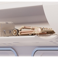 Carut Pliabil, Flippy, Usor, Compatibil cu Avionul, de Plimbat/Dormit, Parasolar, Cutie Depozitare, Tabla de Masa, 93 x 70 x 40 cm, Bej