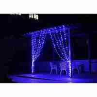 Instalatie Craciun, Tip Perdea, IP44, 16 m x 1 m, 960 LED-uri, Albastru, cu flash, Transformator cu telecomanda, Interconectabila, Prelungitor 3 m inclus, Fir transparent, Interior/ Exterior, Flippy