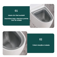 Scrumiera creativa Flippy, Forma de Toaleta, Capac Argintiu, Material ABS si Otel Inoxidabil, 12.5 x 9.8 x 8.4 cm, Fixare prin Lipire sau De Sine Statator, pentru Baie, Camera, Bucatarie, Balcon, Argintiu