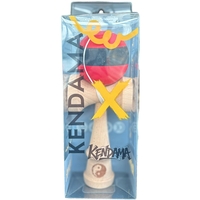 Kendama X Originala, Flippy, 18 cm, Profesionala, +9 Ani, din Lemn, Model cu Dunga, Rosu/Negru