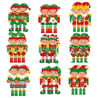 Set 18 Decoratiuni de Craciun din Lemn, Flippy, cu Snur pentru Agatare in Brad, Model Elfi, Diferite Dimensiuni, Multicolor