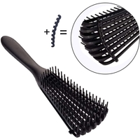 Perie Flexibila, Flippy, pentru Descurcat Par Cret/Umed si Uscat, 8 Brate Mobile, din TPE, 24.5 x 4.5 x 2 cm, Negru