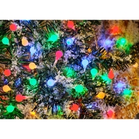 Instalatie sfere brad Craciun Flippy, 3 metri, 20 LEd-uri, alimentare la retea, fir transparent, multicolora