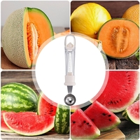 Lingura pentru Bile de Fructe, Flippy, Scobitor Fructe, Ustensila Multifunctionala pentru Fructe, Accesoriu de Bucatarie, Lingura Antialunecare pentru Salata de Fructe, 17.6 x 2.9 cm, Bej