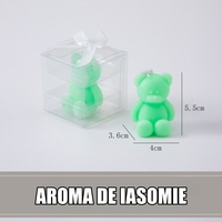 Lumanare Parfumata, Flippy, Model Ursulet, Verde, Aroma de Iasomie, 5.5x3.6x4 cm