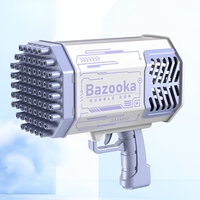 Pistol pentru Baloane de Sapun, Flippy, 69 de Gauri, Lumini Colorate, Tavita, Lichid, Baterie de Li, Cablu de Incarcare, 24cm x 14cm x 24cm, Mov