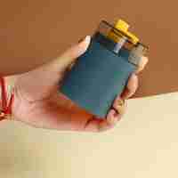 Suport Scobitori, Flippy, Automat, cu Buton si Capac, din PP, 9.5x6 cm, Albastru