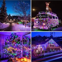 Instalatie Craciun, Tip Perdea IP44, 3m x 1m, 100 Led-uri, Multicolor, USB si telecomanda cu 8 functii, Flippy