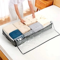 Husa de Depozitare, Flippy, Intrebuintare Multipla, Pliabila, cu Fermoar Bidirectional si Fereastra Deasupra Transparenta, Manere Laterale, Lavabila, 100x50x15 cm, Gri